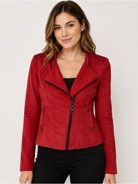 WD.NY Women’s Medium Moto Jacket with Stud Shoulder Accents